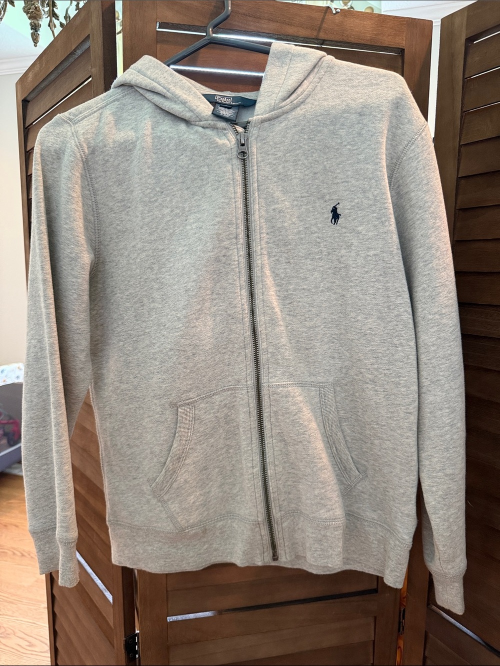 Polo by Ralph Lauren Heather Gray Full-Zip Hoodie with Navy Pony